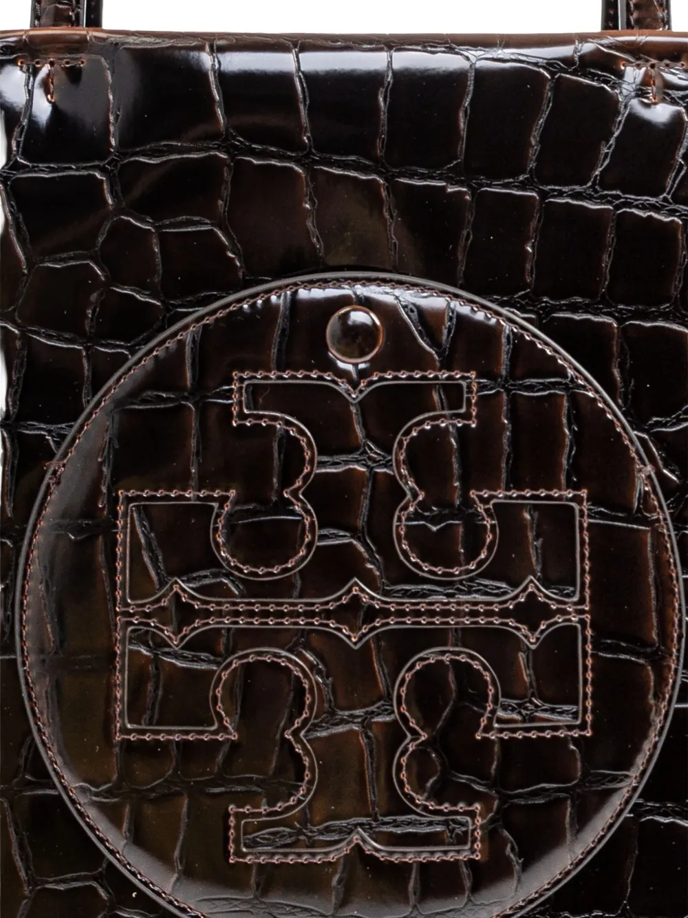 Tory Burch Croc-embossed Logo-detail Tote Bag In Brown
