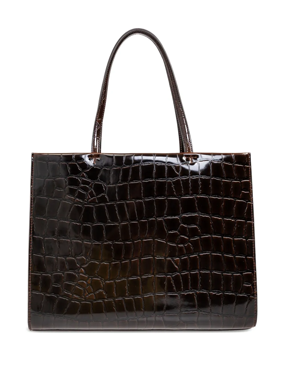 Tory Burch Croc-embossed Logo-detail Tote Bag In Brown