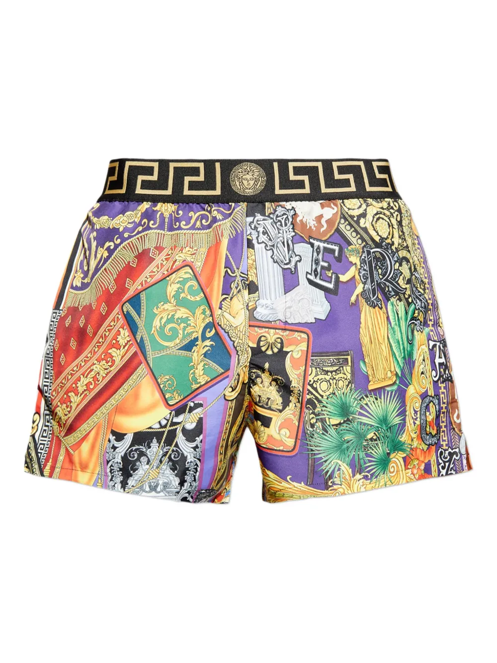 Versace Greca print-waistband swim shorts - ゴールドトーン