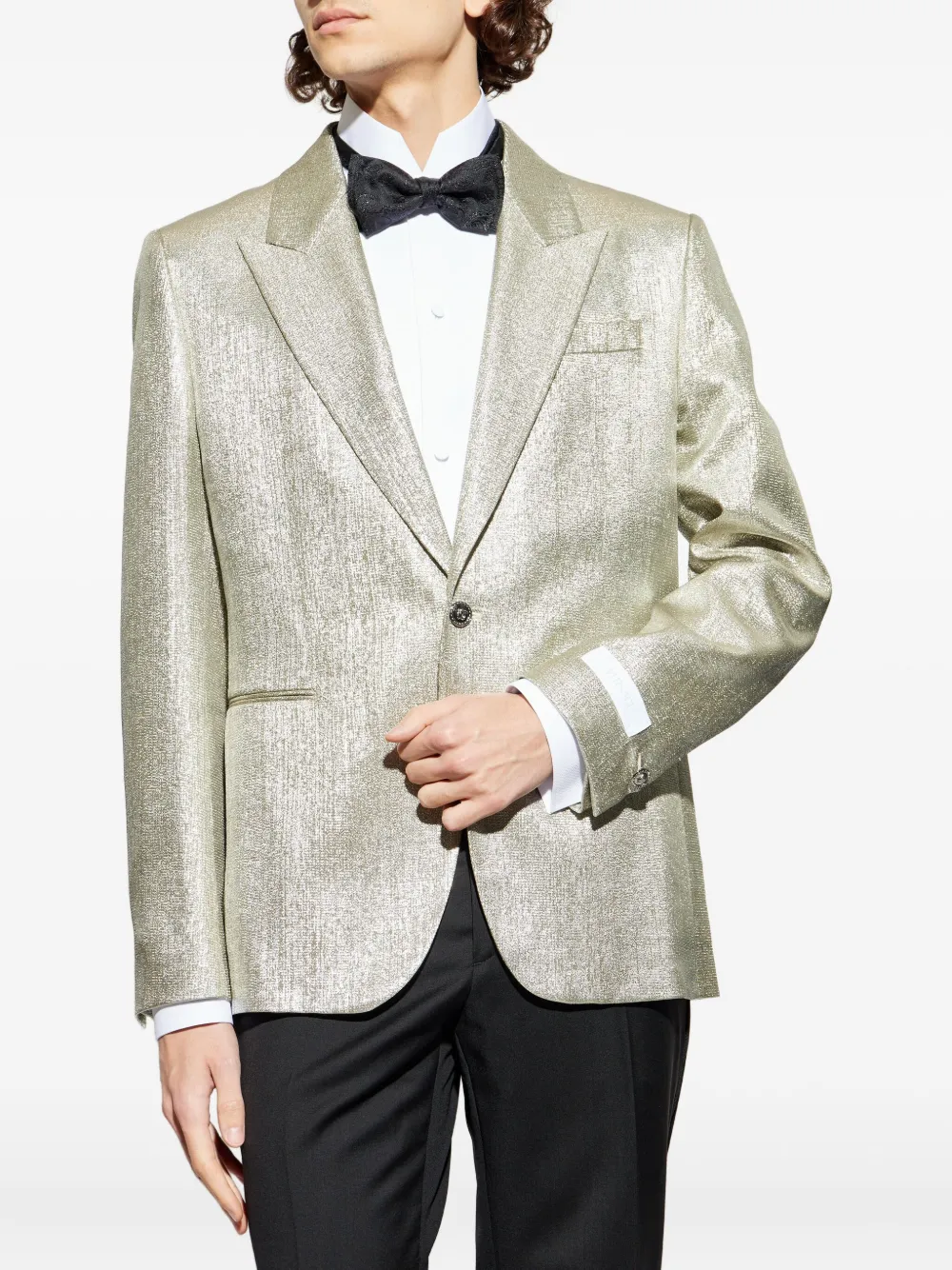 Versace Lurex Thread Single-breasted Blazer In Metallic