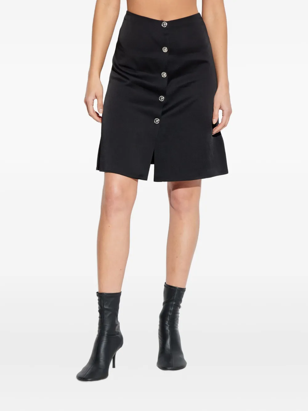 Versace Front-button Mini Skirt In Black