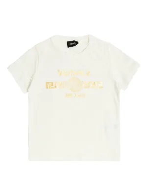 Versace Kids Barocco-print Logo T-shirt | White | FARFETCH CA