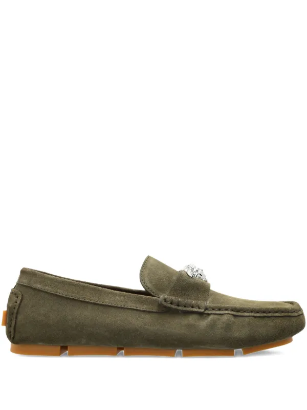 Versace La Medusa Suede Driver Shoes | Green | FARFETCH