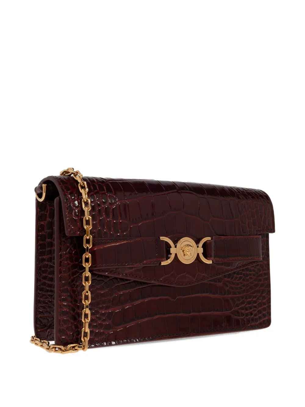 Versace Medusa '95 Croc-effect Mini Clutch Bag In Red