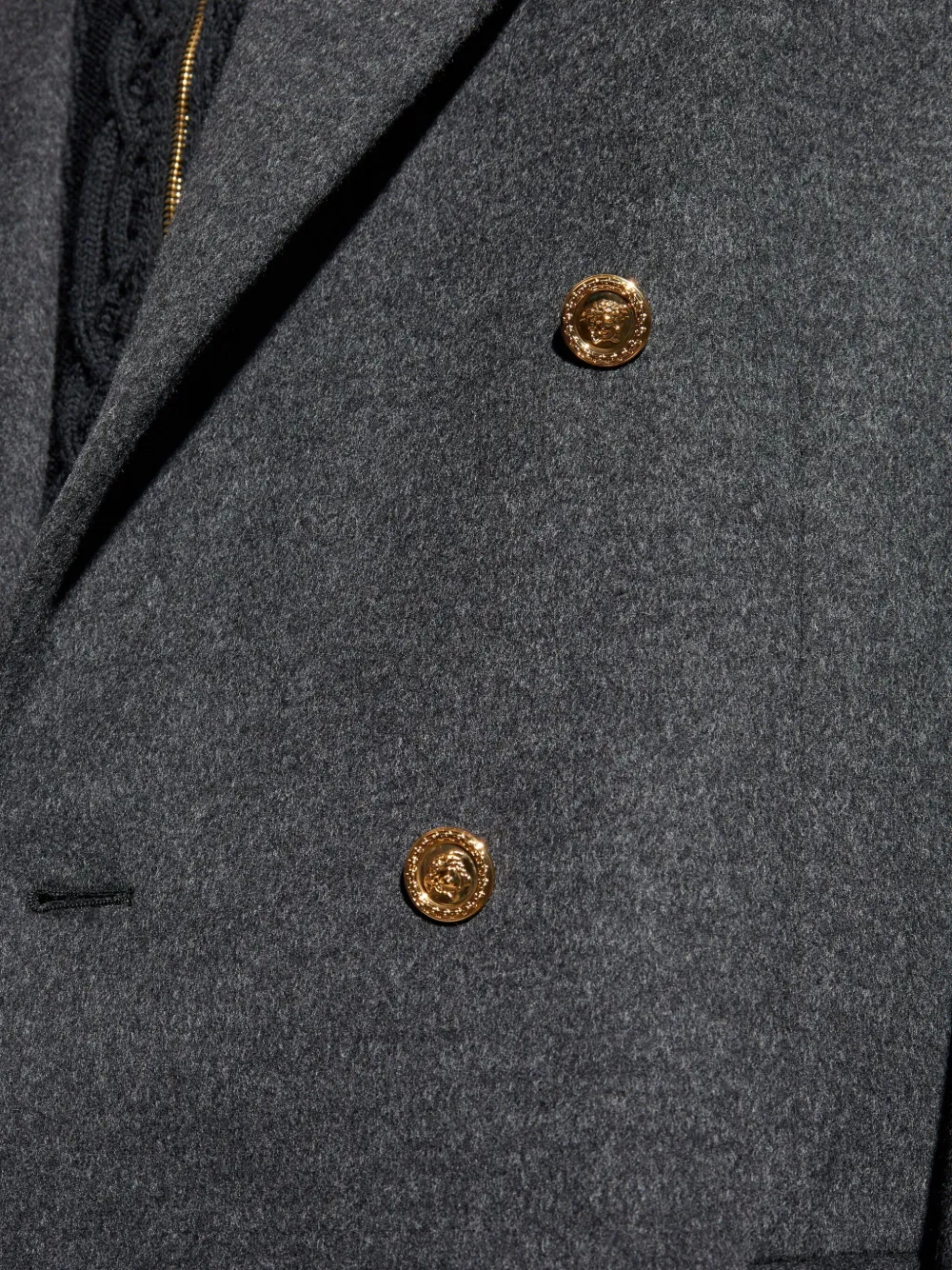 Versace Double-breasted Buttoned Coat In Blue