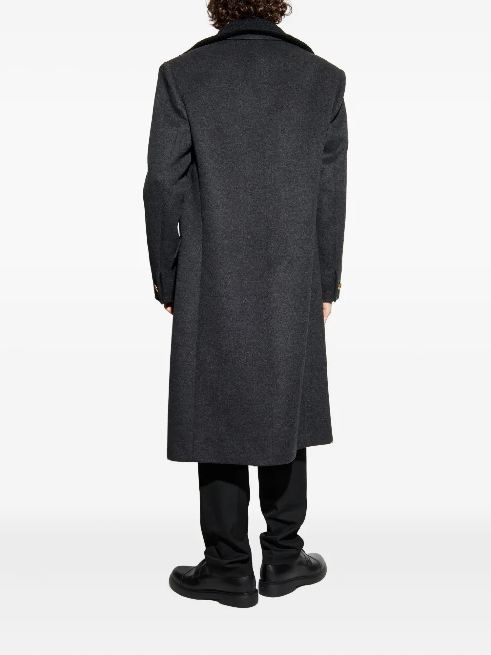 Versace Double-breasted Buttoned Coat In Blue