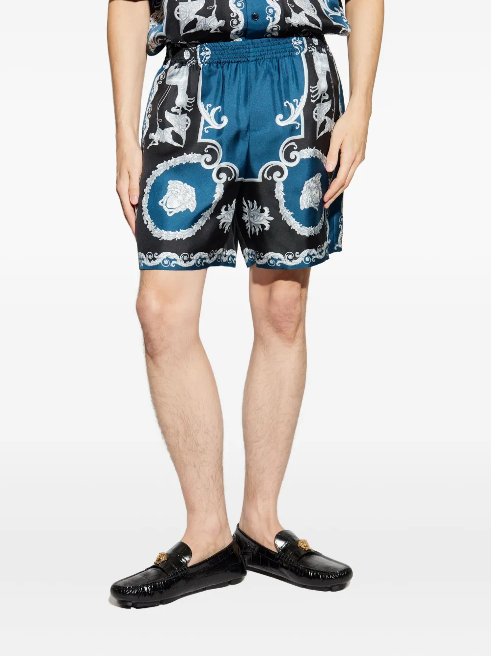 Versace La Coupe des Dieux zijden shorts Blauw