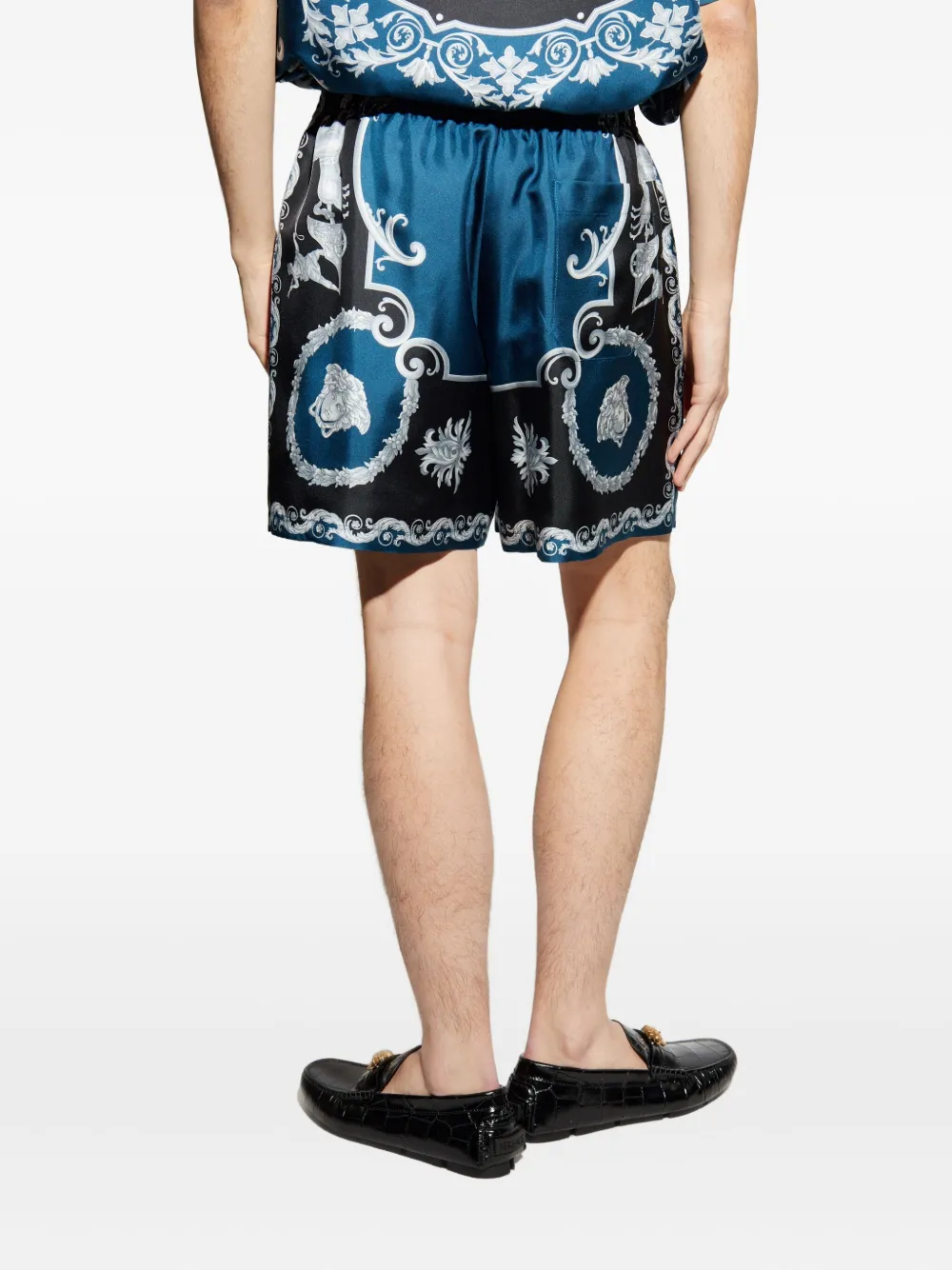 Versace La Coupe des Dieux zijden shorts Blauw