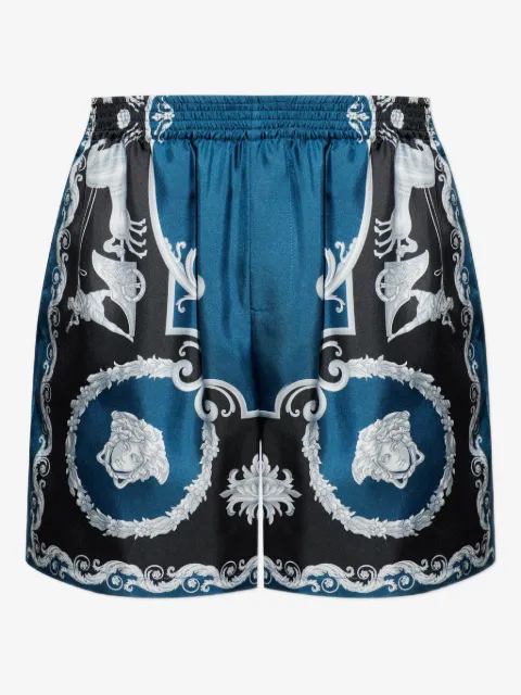 Versace shorts de seda con estampado Hall of Heroes