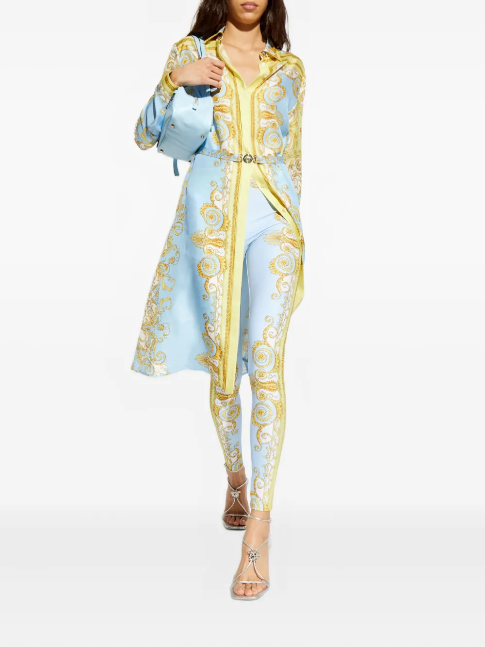 Versace barroco-printed trousers - Blauw