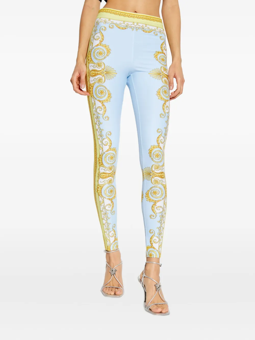 Versace Broek met Barocco-print Blauw
