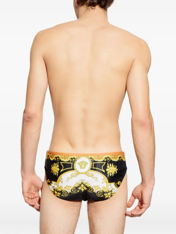 Versace Signature Baroccoflage Print Swim Trunks | Black | FARFETCH GE