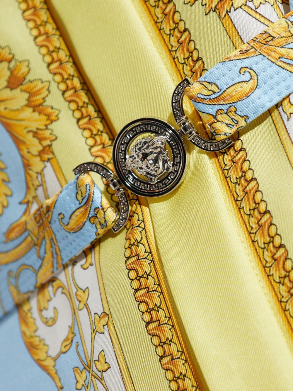 Versace Medusa-buckle Printed Midi Dress In Blue