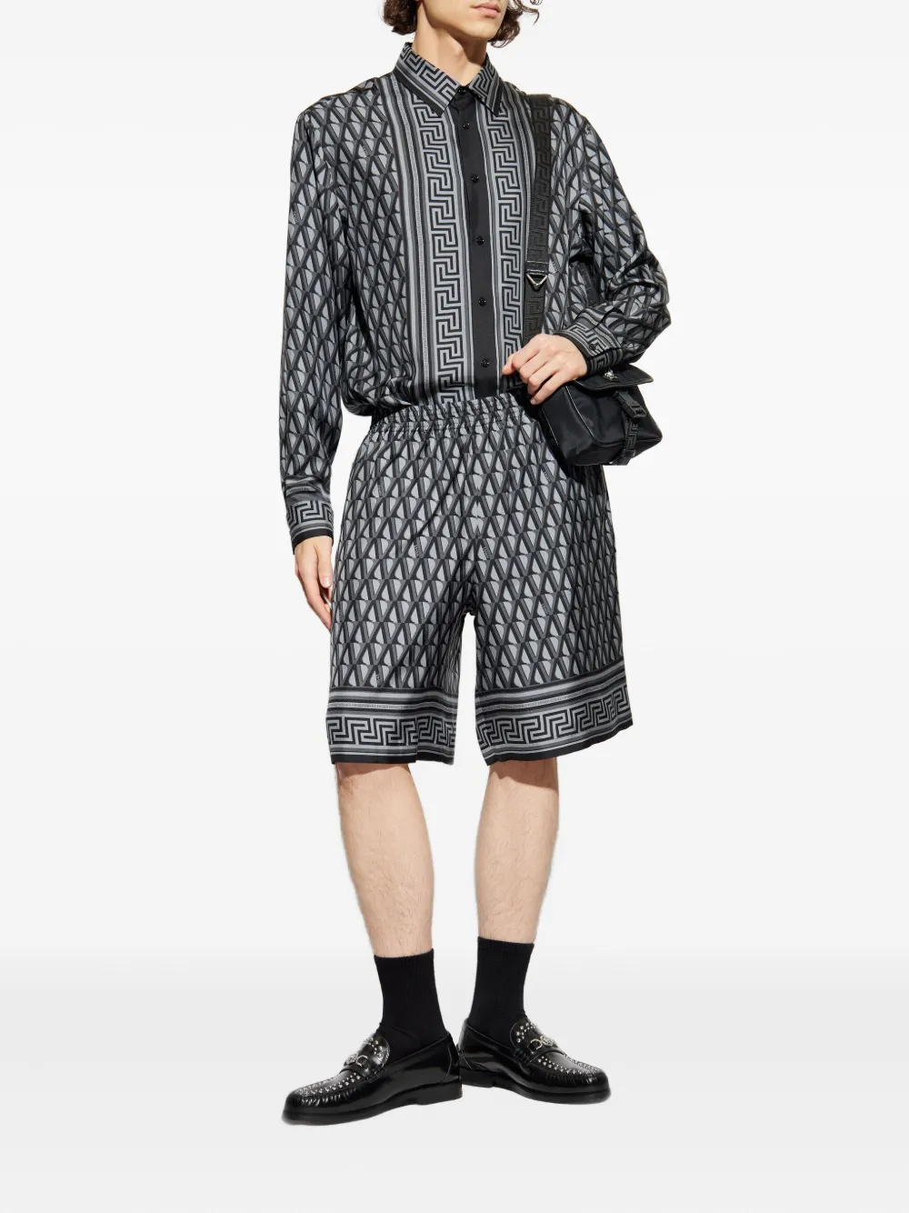 Versace geometric-pattern shirt - Grijs