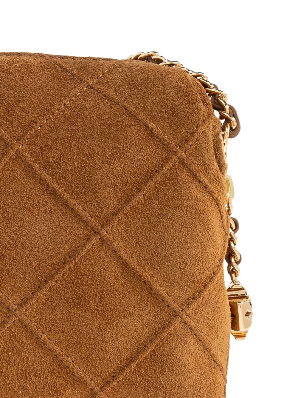 Tory Burch Quilted-motif Chain Crossbody Bag In Brown