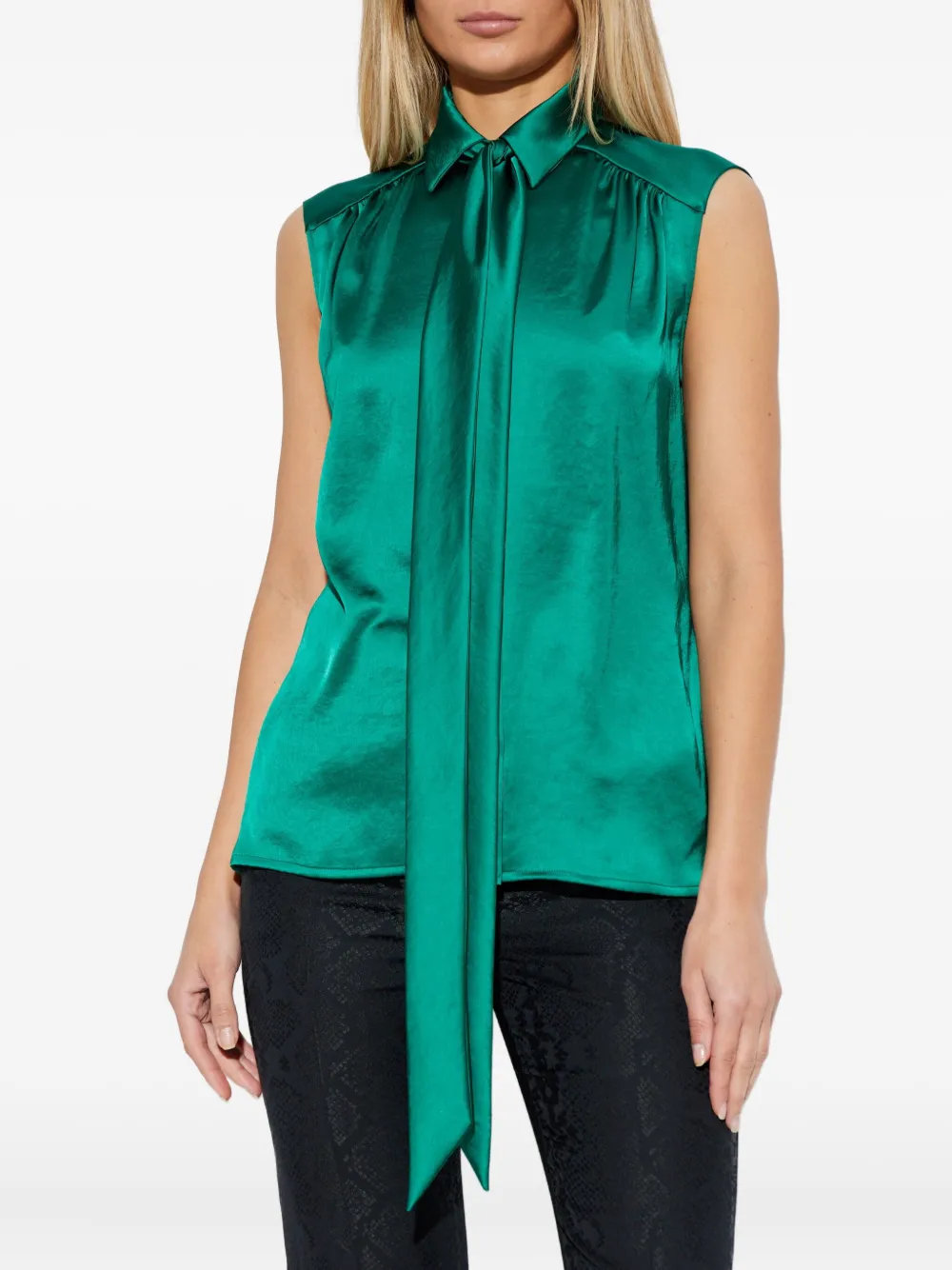 Versace Blouse met striksluiting Groen