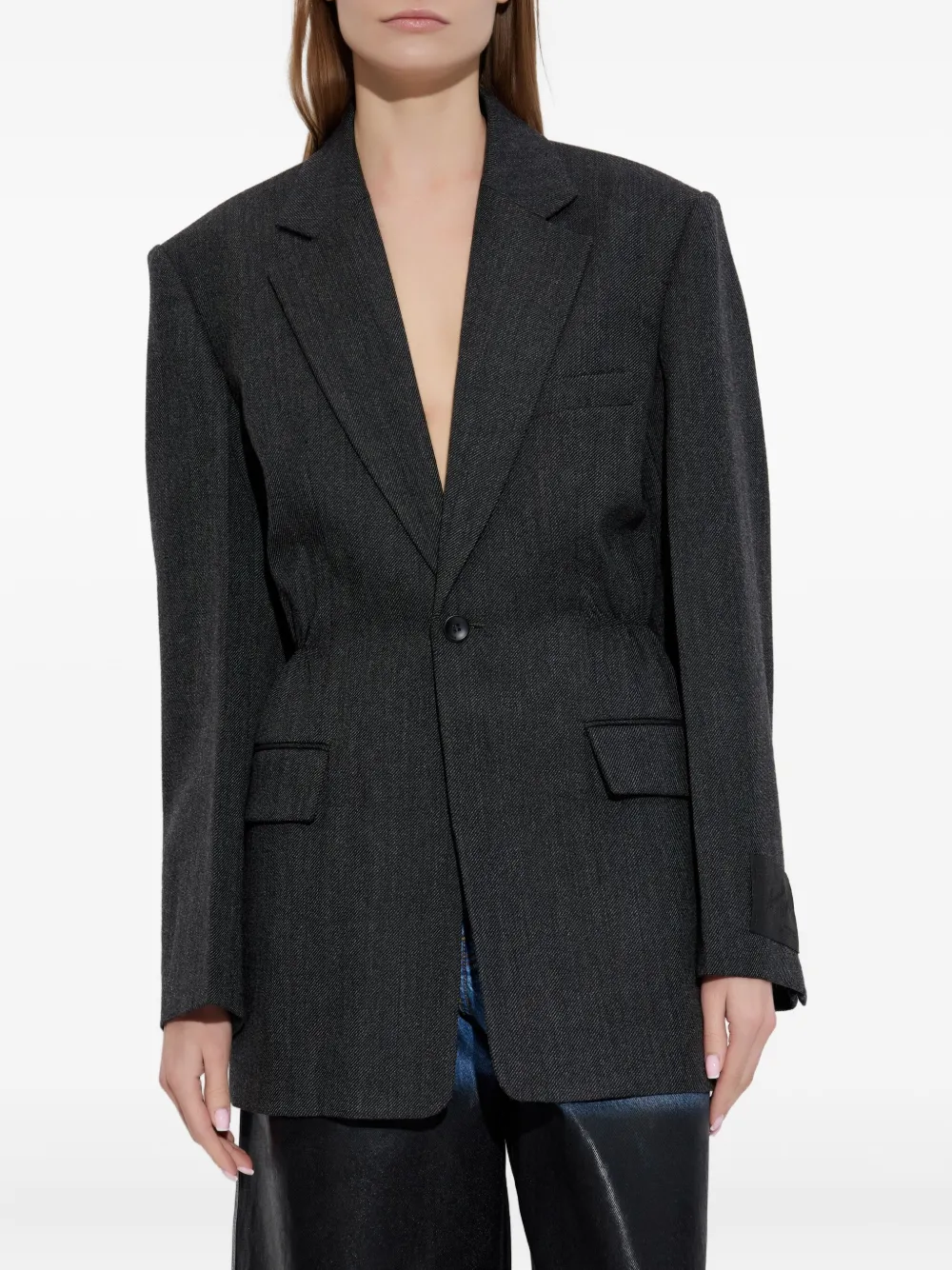 Alexander Wang Elastic-waistband Blazer In Gray