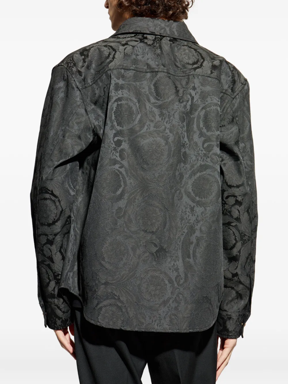 Versace Shirtjack met Barocco-print en knopen Grijs