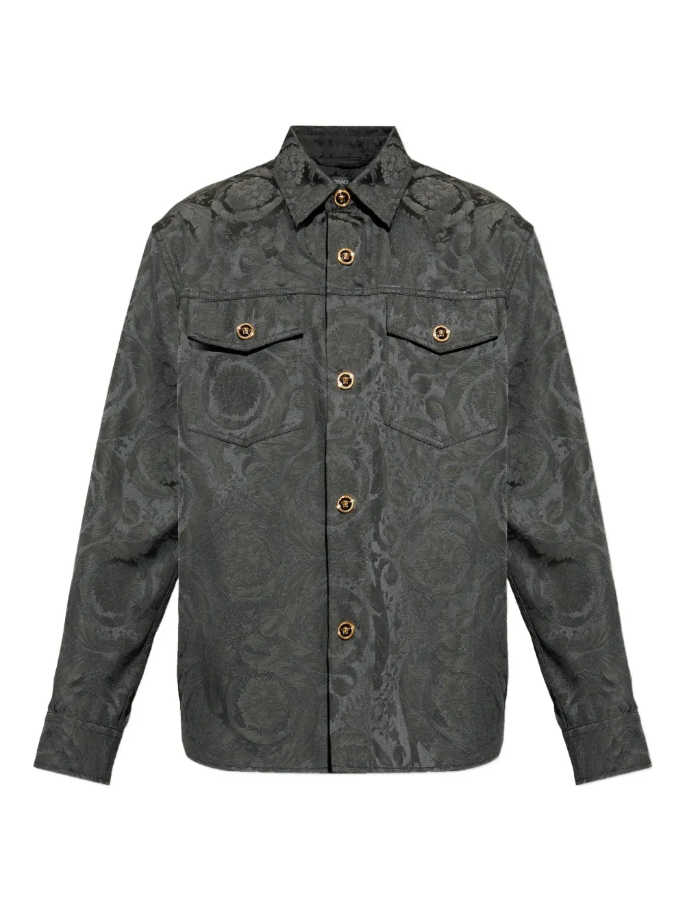 Versace Barocco-print buttoned overshirt | Grey | Image 1