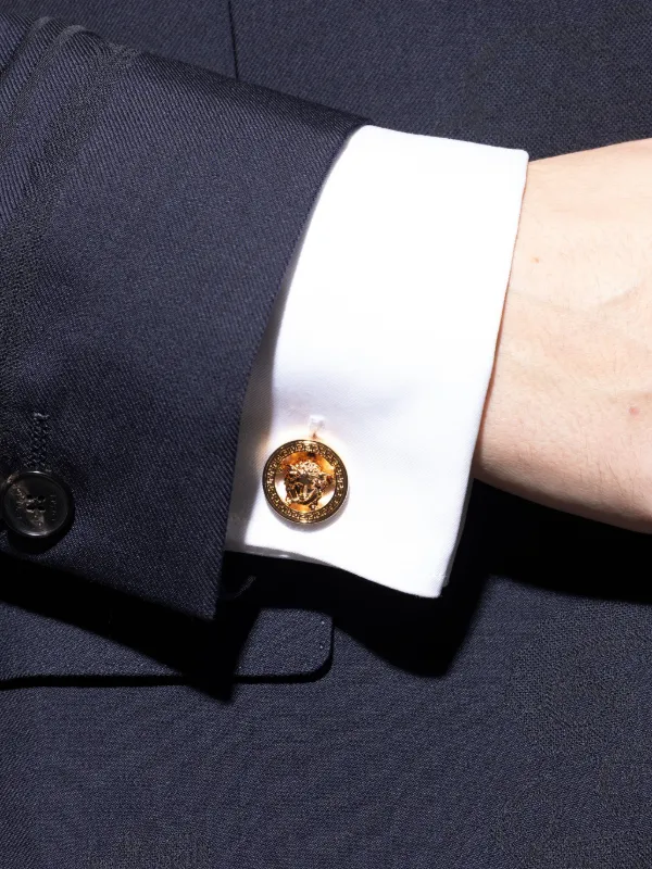 Versace Medusa Head-motif round-shape Cufflinks | Gold | FARFETCH