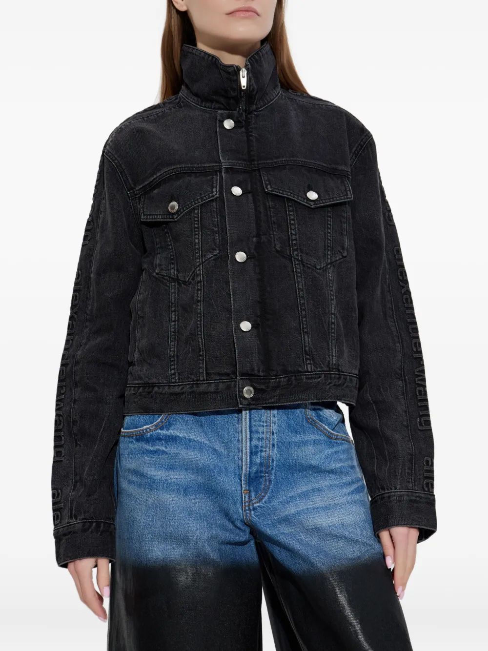 Alexander Wang Zip-up Denim Jacket In Black