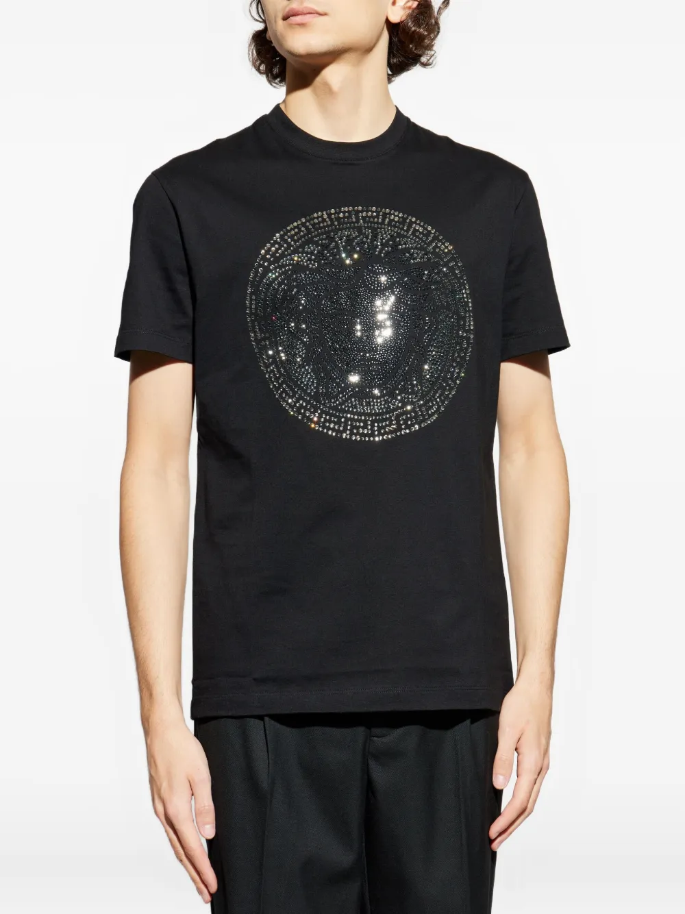 Versace Verfraaid T-shirt met korte mouwen Zwart