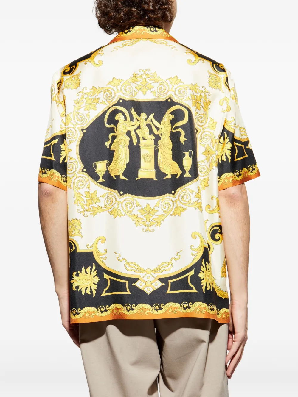 Versace Printed Silk Twill Regular Shirt In Multi
