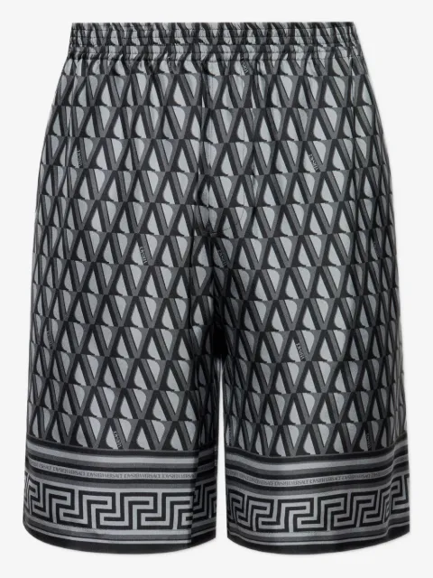 Versace shorts de seda con ribete Greca