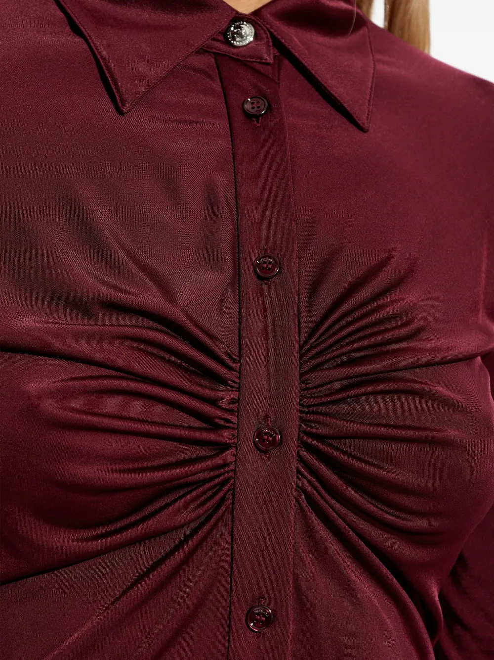 Versace Gathered-detail Mini Dress In Burgundy