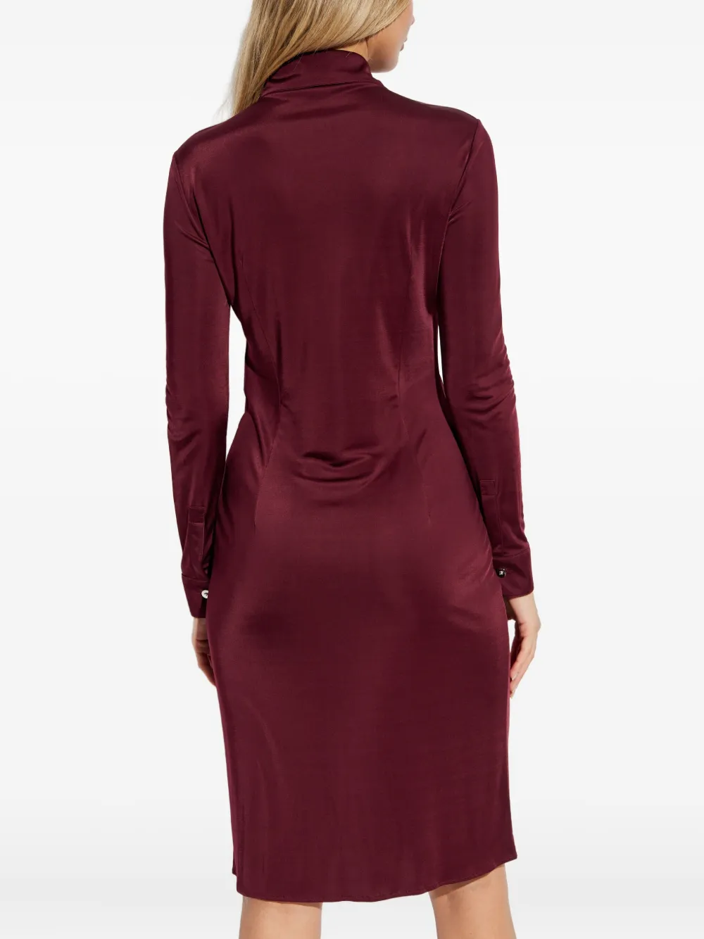 Versace Gathered-detail Mini Dress In Burgundy