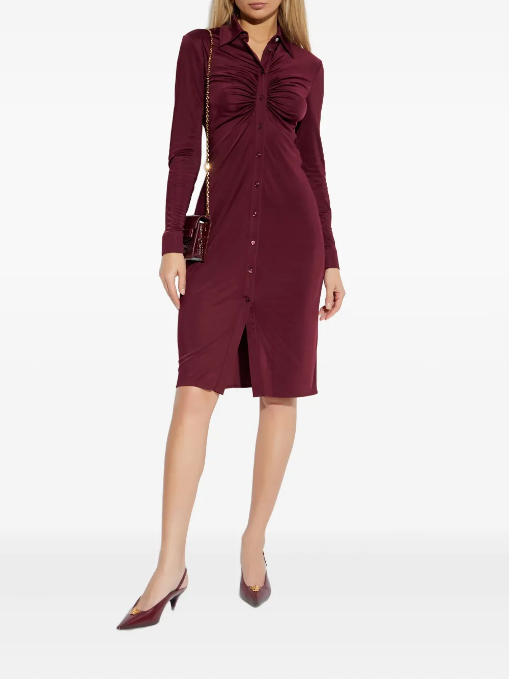 Versace gathered-detail mini dress - Rood