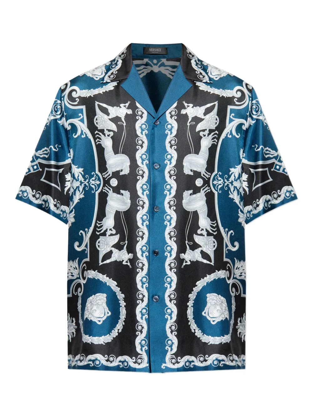 Versace button-fastening pattern shirt | Blue | Image 1