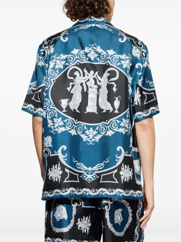 Versace button-fastening Pattern Shirt | Blue | FARFETCH