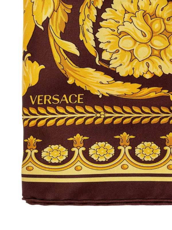 Versace Lenço Grande De Seda Com Estampa Barocco | Marrom