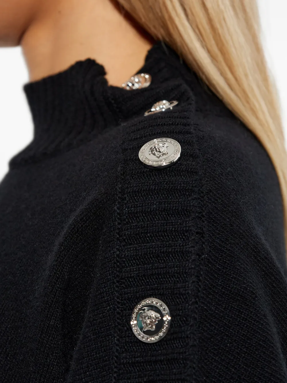 Versace Medusa-button Sweater In Black