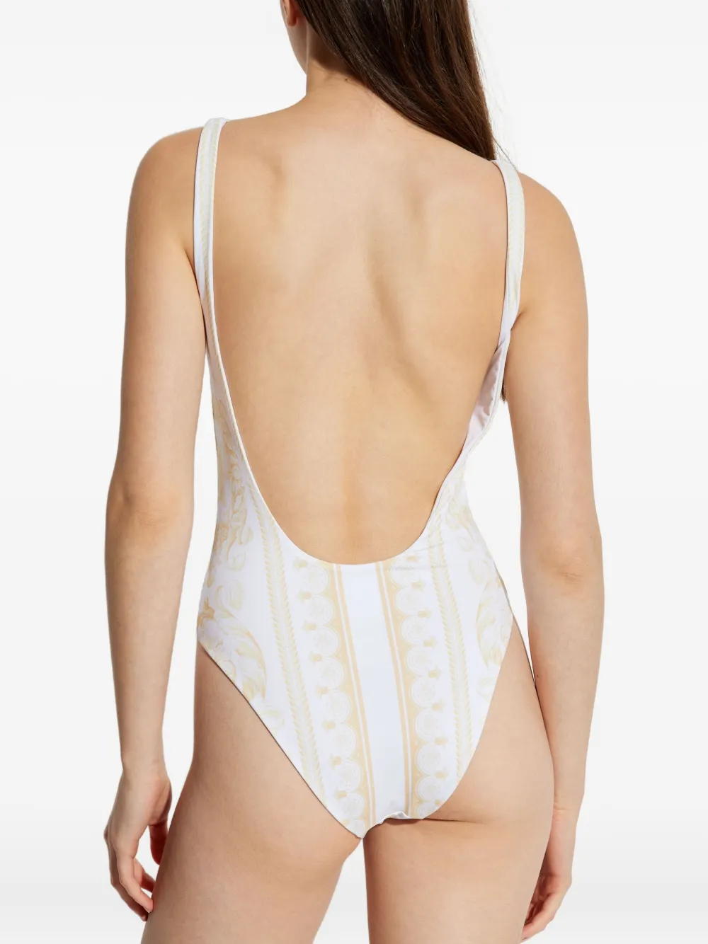 Versace Floral-print Swimsuit In White