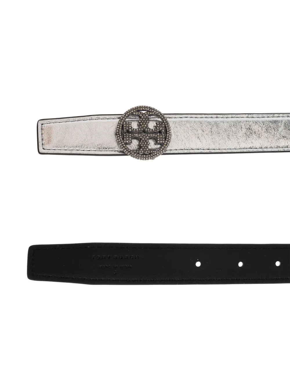 Tory Burch Double T Motif-embellished Buckle Belt In White