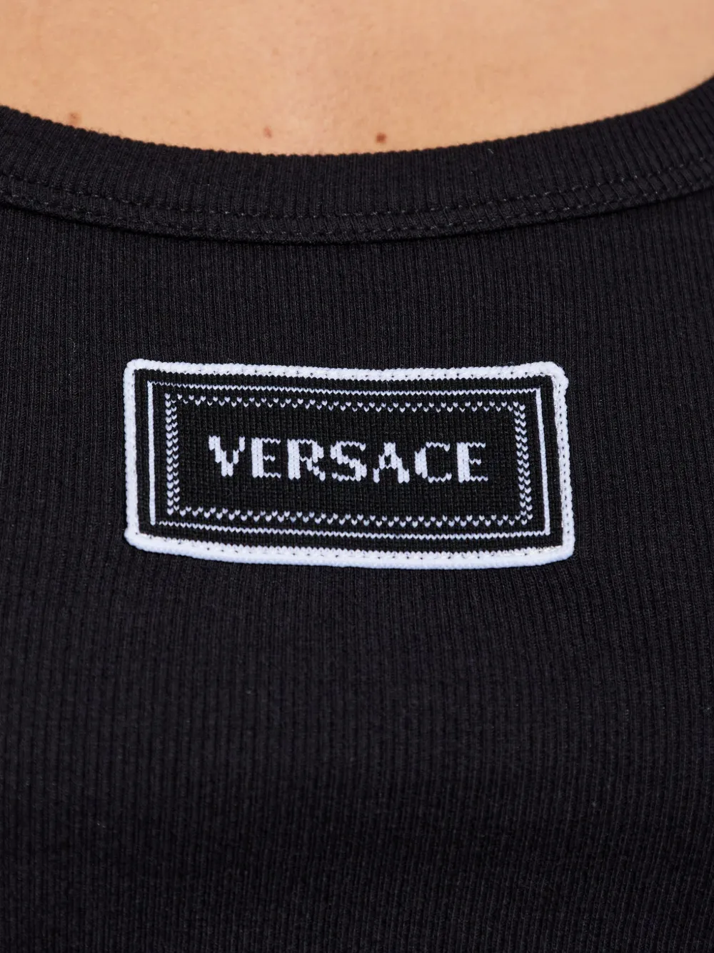 Versace Logo-patch Tank Top In Blue