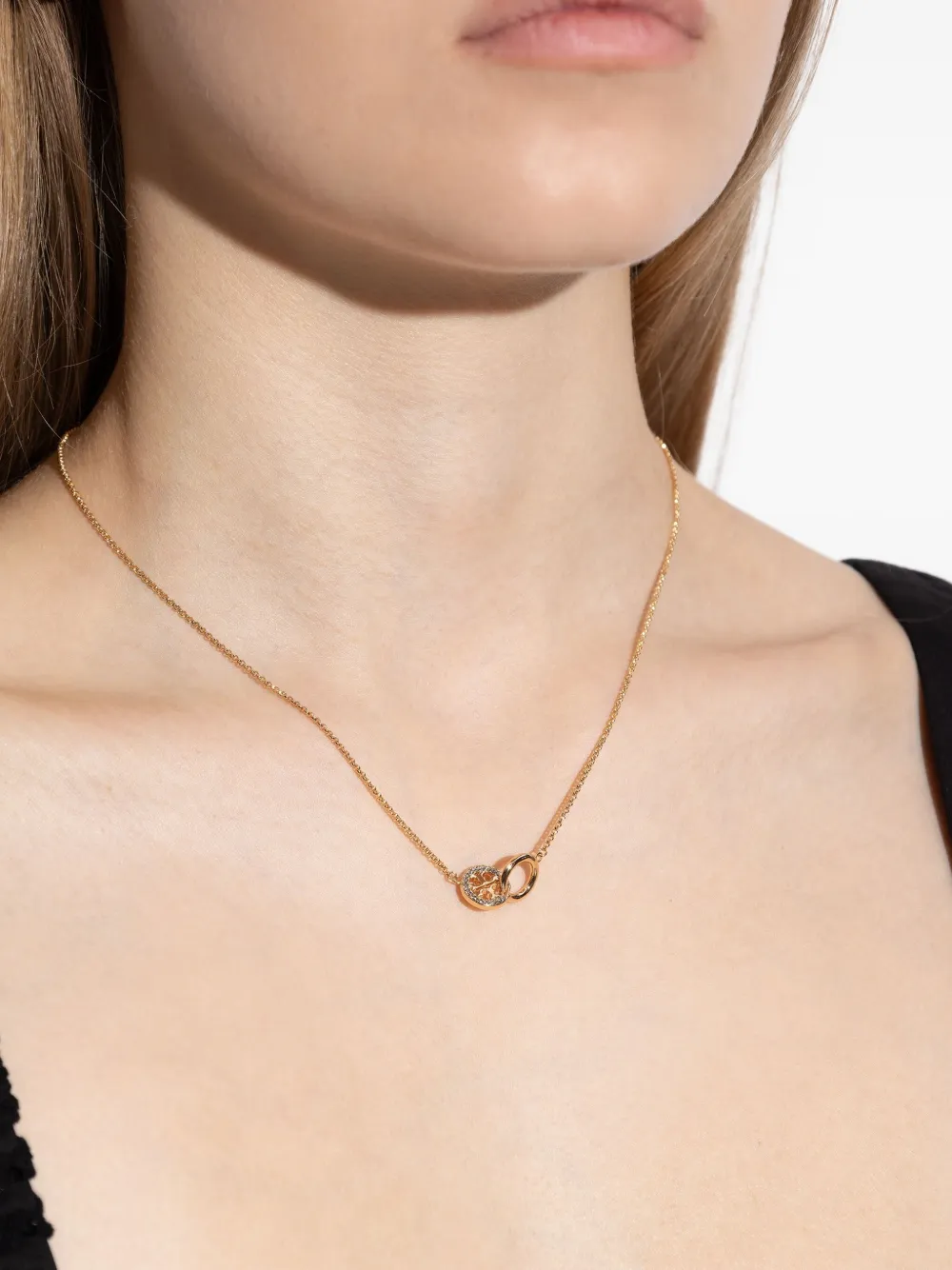 Tory Burch logo-charm chain necklace - Goud