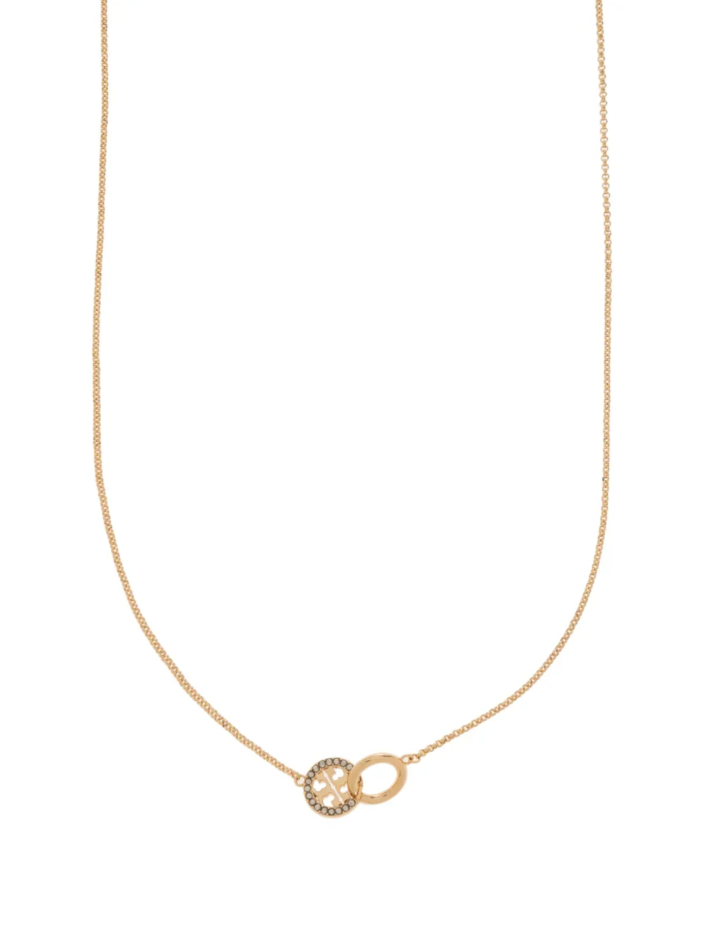 Tory Burch Logo-charm Chain Necklace In Gold