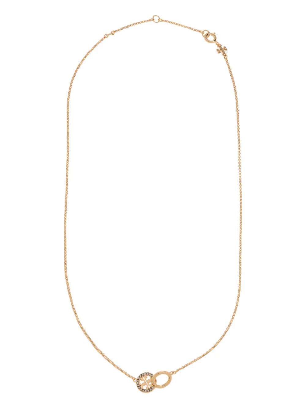 Tory Burch Logo-charm Chain Necklace In Gold