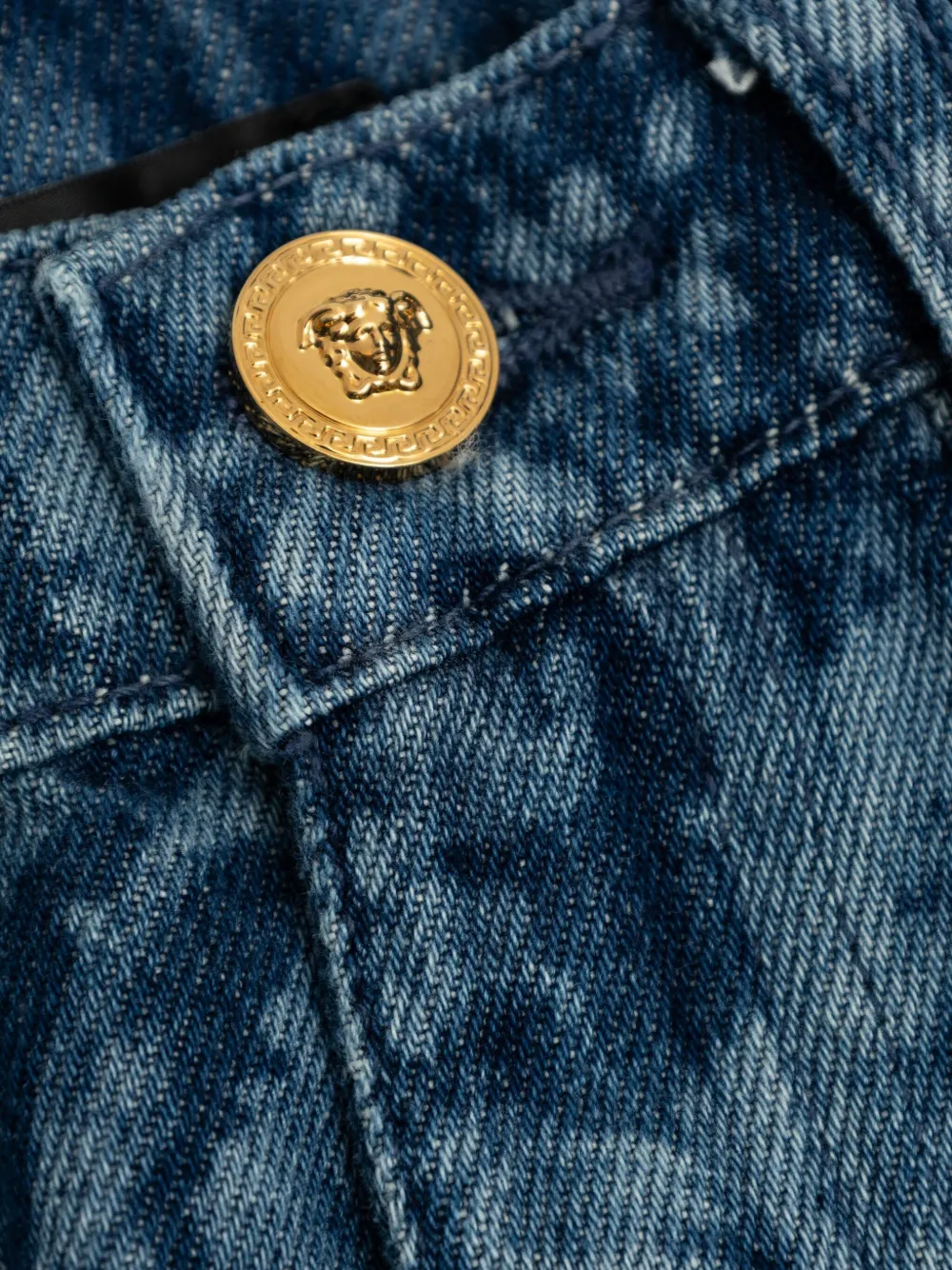 Versace Medallion-printed Jeans In Blue