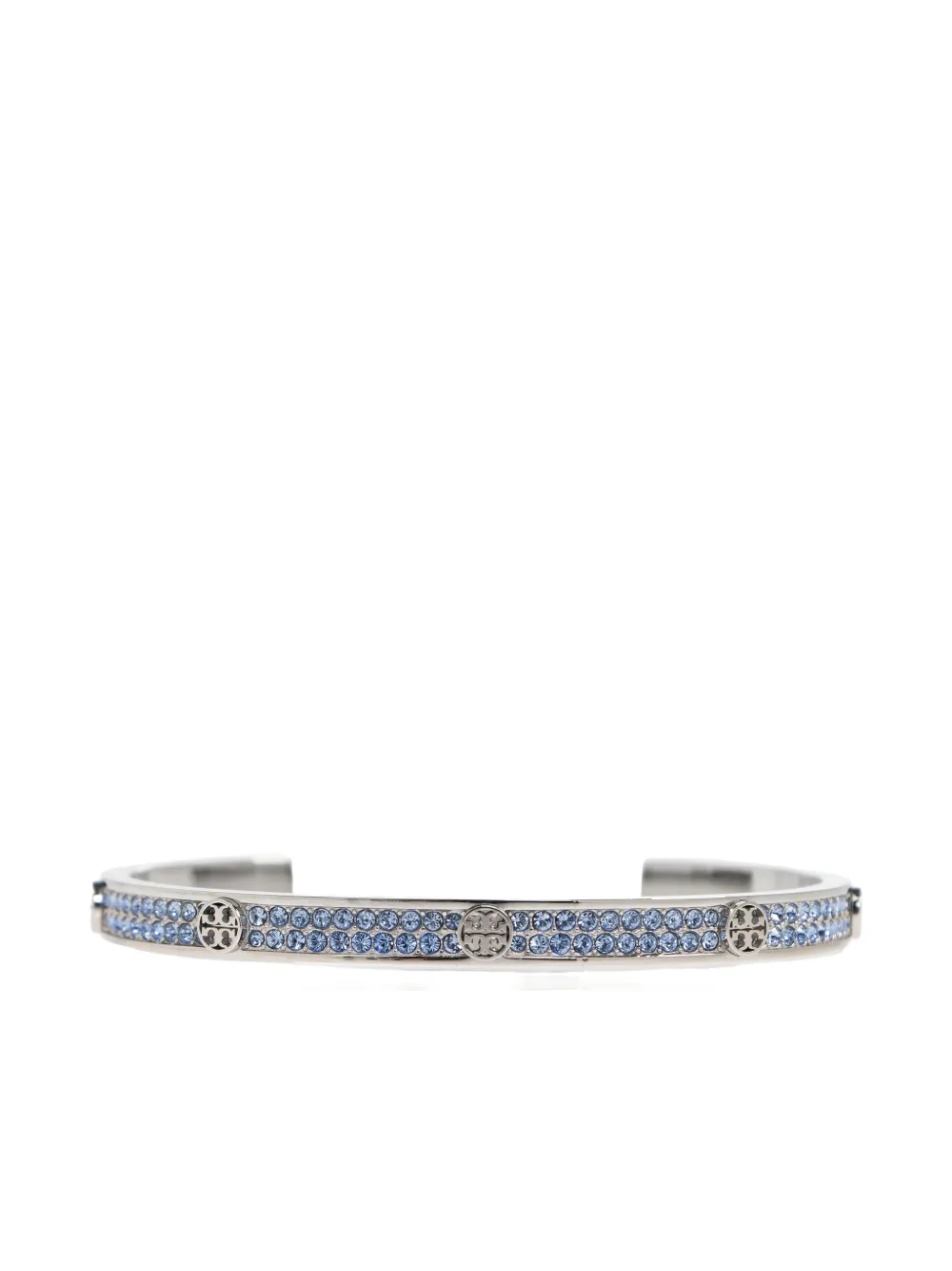Tory Burch rhinestone-embellished logo bracelet - Silver