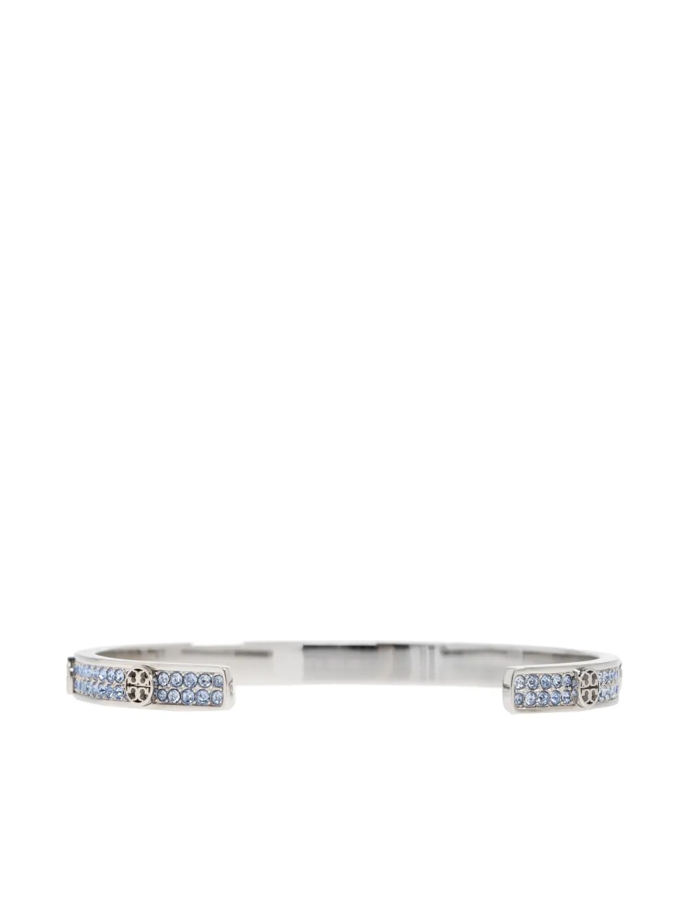 Tory Burch Rhinestone-embellished Logo Bracelet In Metallic