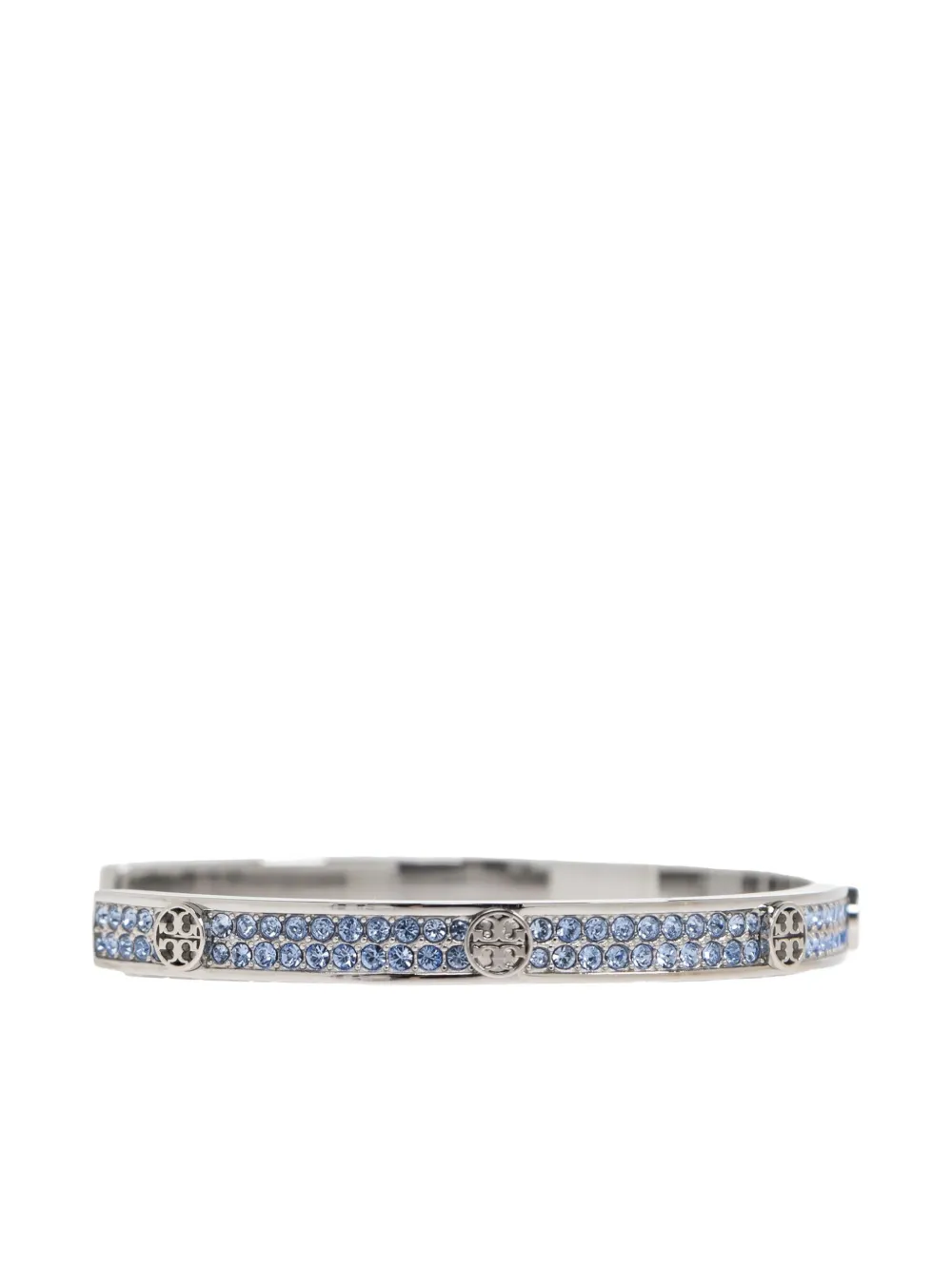 Tory Burch Rhinestone-embellished Logo Bracelet In Metallic
