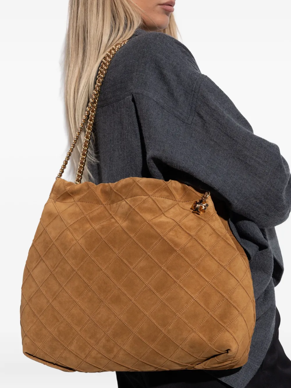 Tory Burch Shopper met kettingband - Bruin