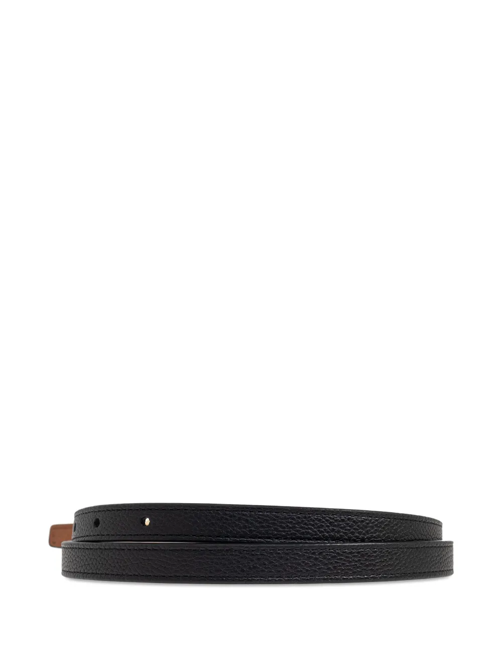 Tory Burch Medallion Double T-motif Leather Belt In Black