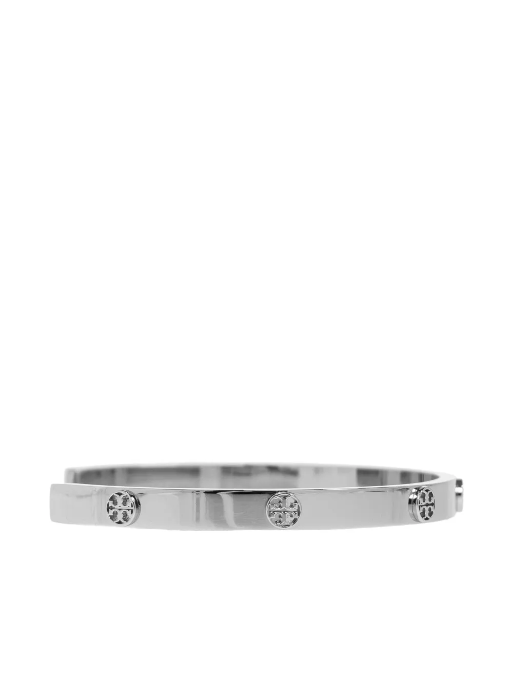 Tory Burch Logo-plaque Bracelet In Metallic