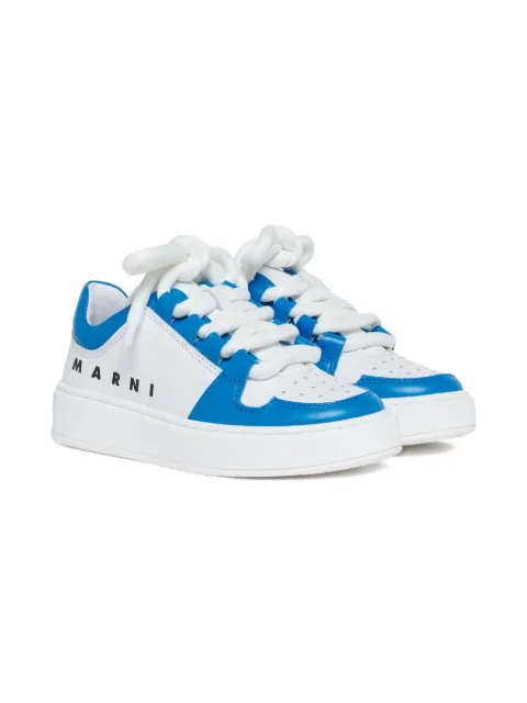 Marni Kids perforated logo leather sneakers