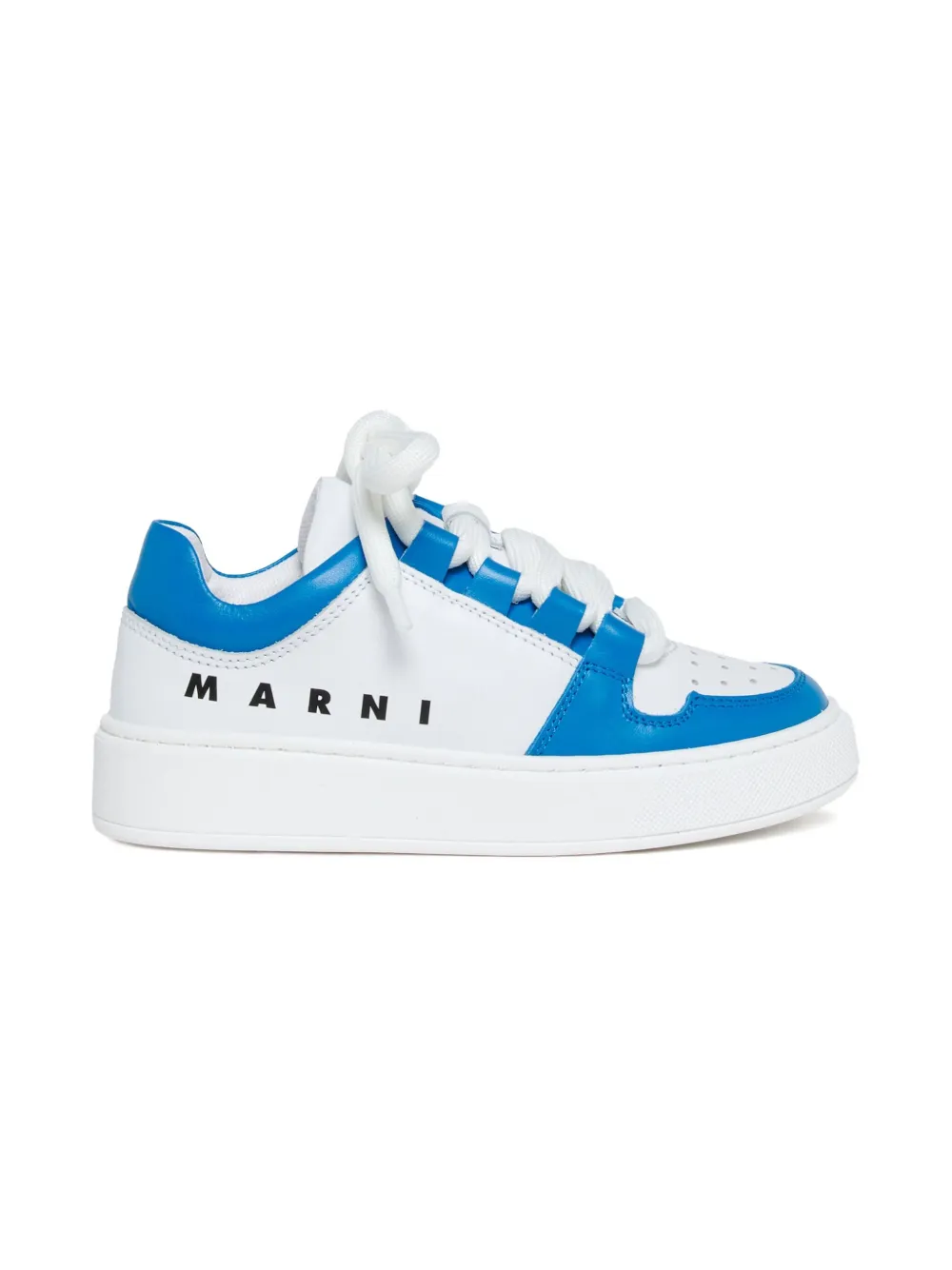 Marni Kids perforated logo leather sneakers - Wit